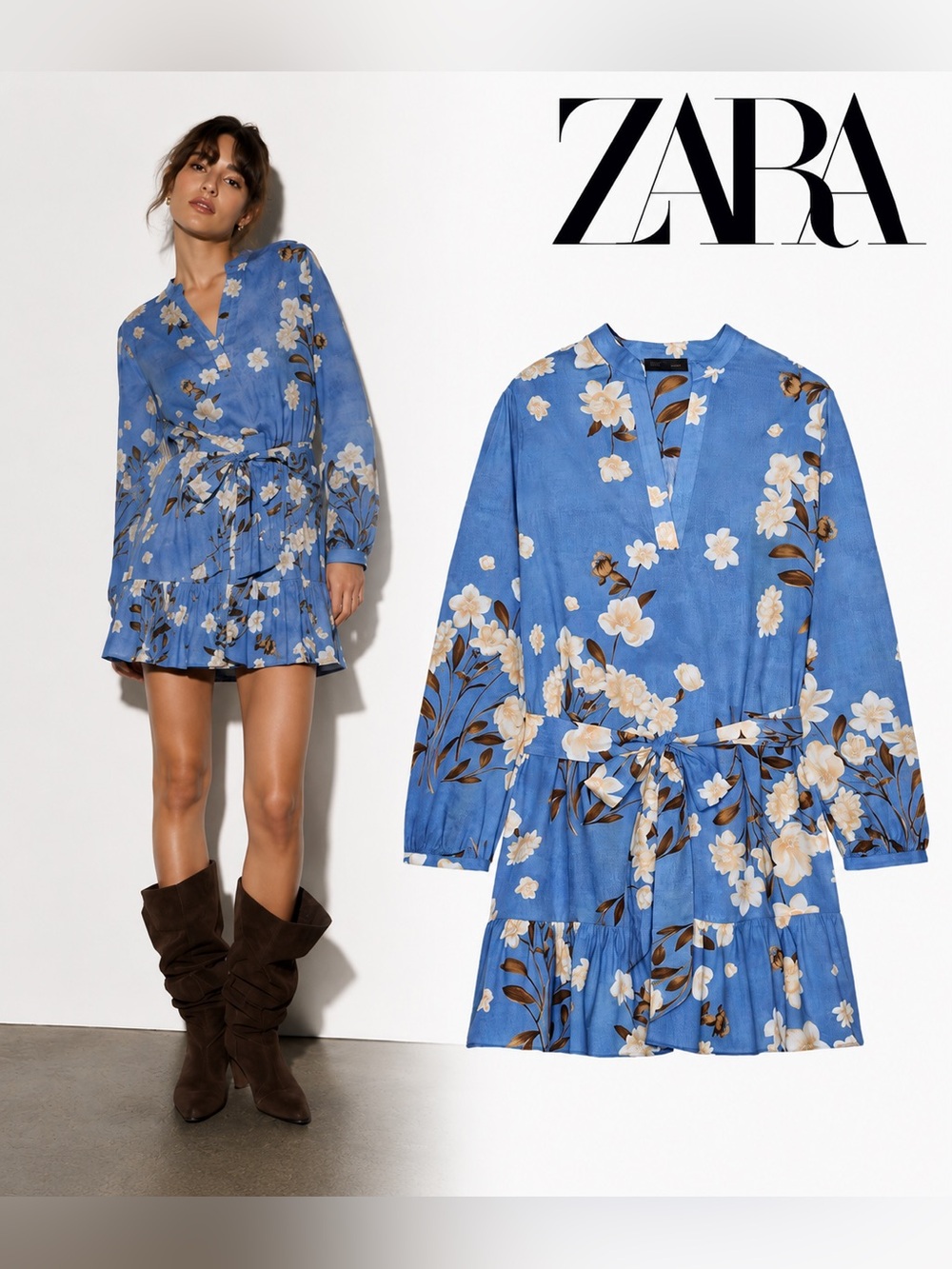 ZARA Floral Printed Short Dress💙size M💙New with tag